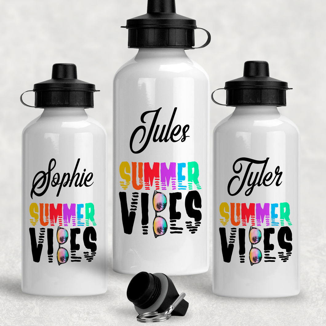 Summer Vibes Personalised Aluminium Water Bottle 400/600ml