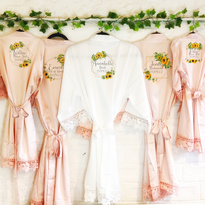 Sunflower Frames Wedding Dressing Robe