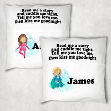 Load image into Gallery viewer, Superhero Personalised Pocket Book Cushion Cover White Canvas
