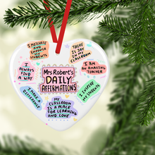 Load image into Gallery viewer, Teacher Daily Affirmations Pastel Ceramic Bauble

