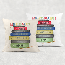 Load image into Gallery viewer, Teacher Book Stack Personalised Cushion
