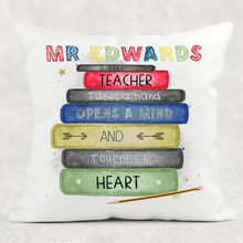 Load image into Gallery viewer, Teacher Book Stack Personalised Cushion
