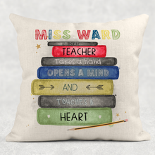 Load image into Gallery viewer, Teacher Book Stack Personalised Cushion
