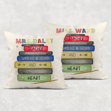 Load image into Gallery viewer, Teacher Book Stack Personalised Cushion
