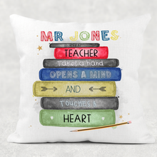 Load image into Gallery viewer, Teacher Book Stack Personalised Cushion
