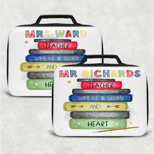Load image into Gallery viewer, Teacher Book Stack Personalised Insulated Lunch Bag
