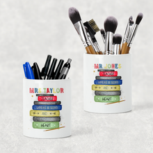 Load image into Gallery viewer, Teacher Book Stack Pencil Make Up Caddy
