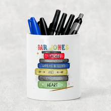 Load image into Gallery viewer, Teacher Book Stack Pencil Make Up Caddy
