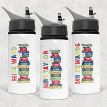 Load image into Gallery viewer, Teacher Book Stack Personalised Aluminium Straw Water Bottle 650ml
