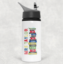 Load image into Gallery viewer, Teacher Book Stack Personalised Aluminium Straw Water Bottle 650ml

