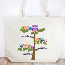 Load image into Gallery viewer, Thank you Owl Tree Personalised Teacher Gift Tote Bag - Tote Bag - Molly Dolly Crafts
