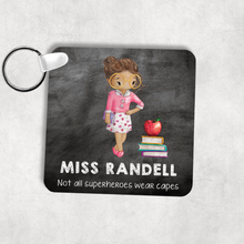 Load image into Gallery viewer, Teacher Superhero Thank You Personalised Square Keyring

