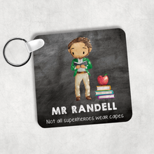 Load image into Gallery viewer, Teacher Superhero Thank You Personalised Square Keyring
