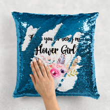 Load image into Gallery viewer, Thank you for being my Bridesmaid, Maid of Honour, Flower Girl Sequin Reveal Cushion -  - Molly Dolly Crafts

