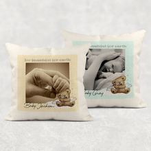 Load image into Gallery viewer, Too Beautiful for Earth Memorial Photo Cushion Cover Linen White Canvas
