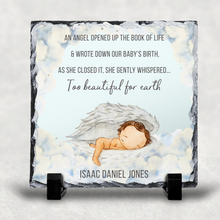 Load image into Gallery viewer, Too Beautiful For Earth Baby Memorial Personalised Slate
