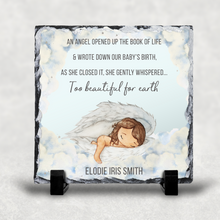 Load image into Gallery viewer, Too Beautiful For Earth Baby Memorial Personalised Slate
