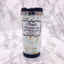 Load image into Gallery viewer, Thank you for being my Bridesmaid Flower Girl Maid of Honour Polka Dot 420ml Travel Mug - Travel Mug - Molly Dolly Crafts
