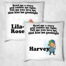 Load image into Gallery viewer, Troll Personalised Pocket Book Cushion Cover White Canvas
