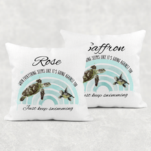 Load image into Gallery viewer, Turtle Rainbow Keep Swimming Positivity Personalised Cushion

