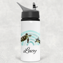 Load image into Gallery viewer, Turtle Rainbow Personalised Aluminium Straw Water Bottle 650ml
