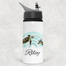 Load image into Gallery viewer, Turtle Rainbow Personalised Aluminium Straw Water Bottle 650ml
