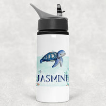 Load image into Gallery viewer, Turtle Personalised Aluminium Straw Water Bottle 650ml
