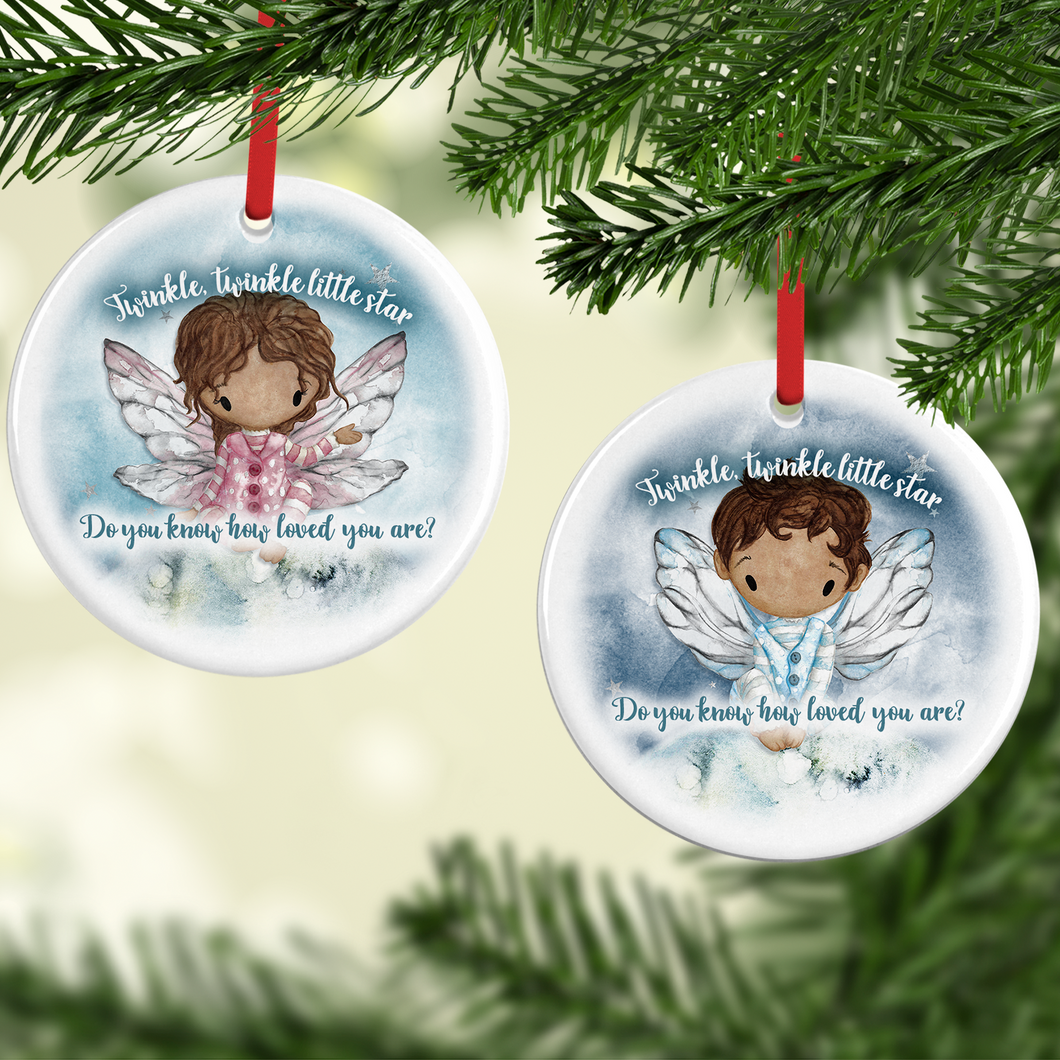 Twinkle Do You Know How Loved You Are Personalised Ceramic Round Christmas Bauble