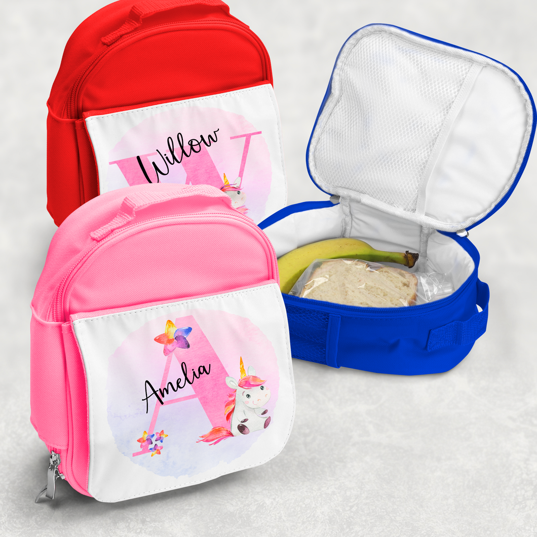Unicorn Alphabet Personalised Kids Insulated Lunch Bag