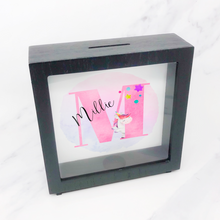 Load image into Gallery viewer, Unicorn Alphabet Personalised Money Box Frame
