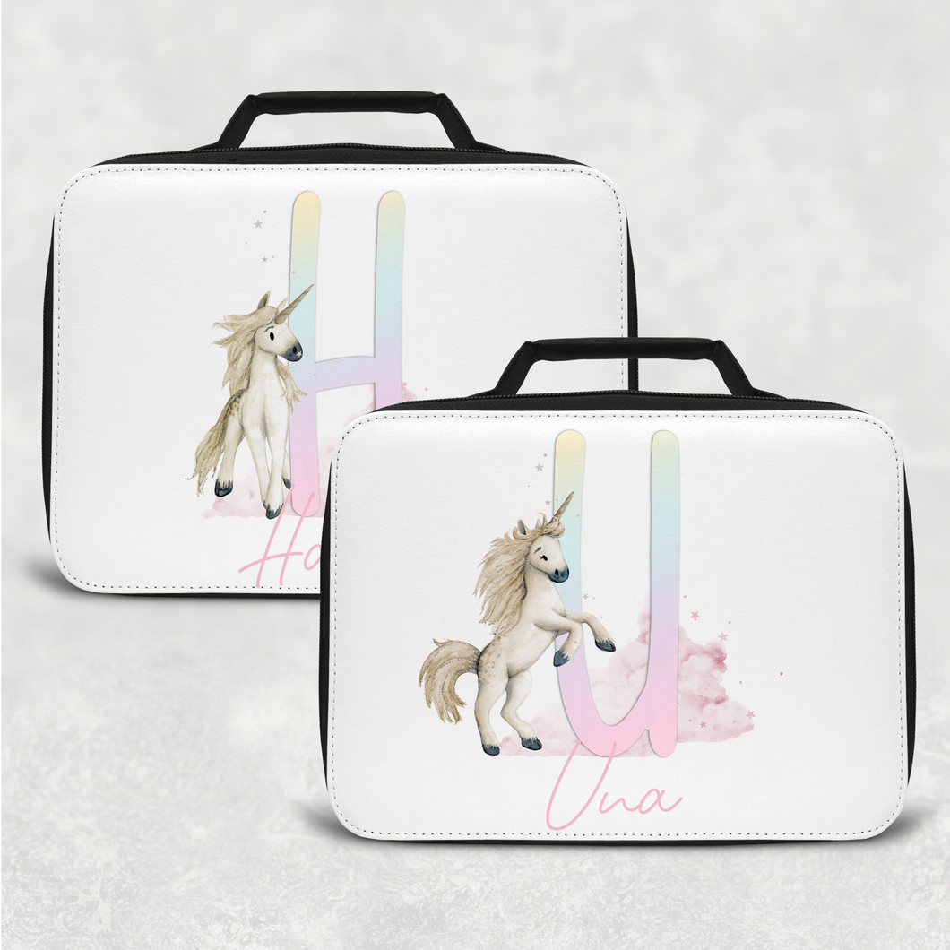 Unicorn Rainbow Alphabet Personalised Insulated Lunch Bag