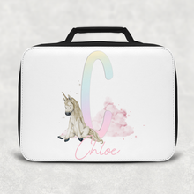 Load image into Gallery viewer, Unicorn Rainbow Alphabet Personalised Insulated Lunch Bag
