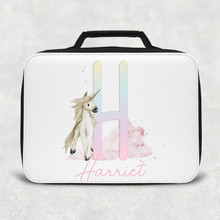 Load image into Gallery viewer, Unicorn Rainbow Alphabet Personalised Insulated Lunch Bag

