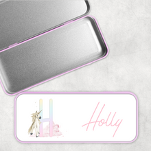 Load image into Gallery viewer, Unicorn Rainbow Personalised School Pencil Tin
