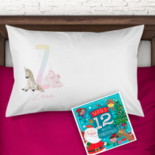 Load image into Gallery viewer, Unicorn Rainbow Personalised Christmas Eve Pillow Case &amp; Book
