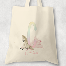 Load image into Gallery viewer, Unicorn Rainbow Alphabet Watercolour Tote Bag

