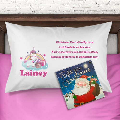 Unicorn Personalised Christmas Eve Pillow Case & Book - Christmas - Molly Dolly Crafts
