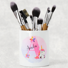 Load image into Gallery viewer, Unicorn Alphabet Watercolour Pencil Caddy / Make Up Brush Holder

