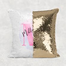 Load image into Gallery viewer, Unicorn Alphabet Watercolour Mermaid Sequin Cushion
