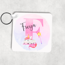 Load image into Gallery viewer, Unicorn Alphabet Personalised Keyring Bag Tag

