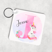 Load image into Gallery viewer, Unicorn Alphabet Personalised Keyring Bag Tag
