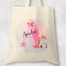 Load image into Gallery viewer, Unicorn Alphabet Watercolour Tote Bag
