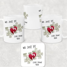 Load image into Gallery viewer, We Just Fit Jigsaw Valentine&#39;s Day Personalised Mug and Coaster Set
