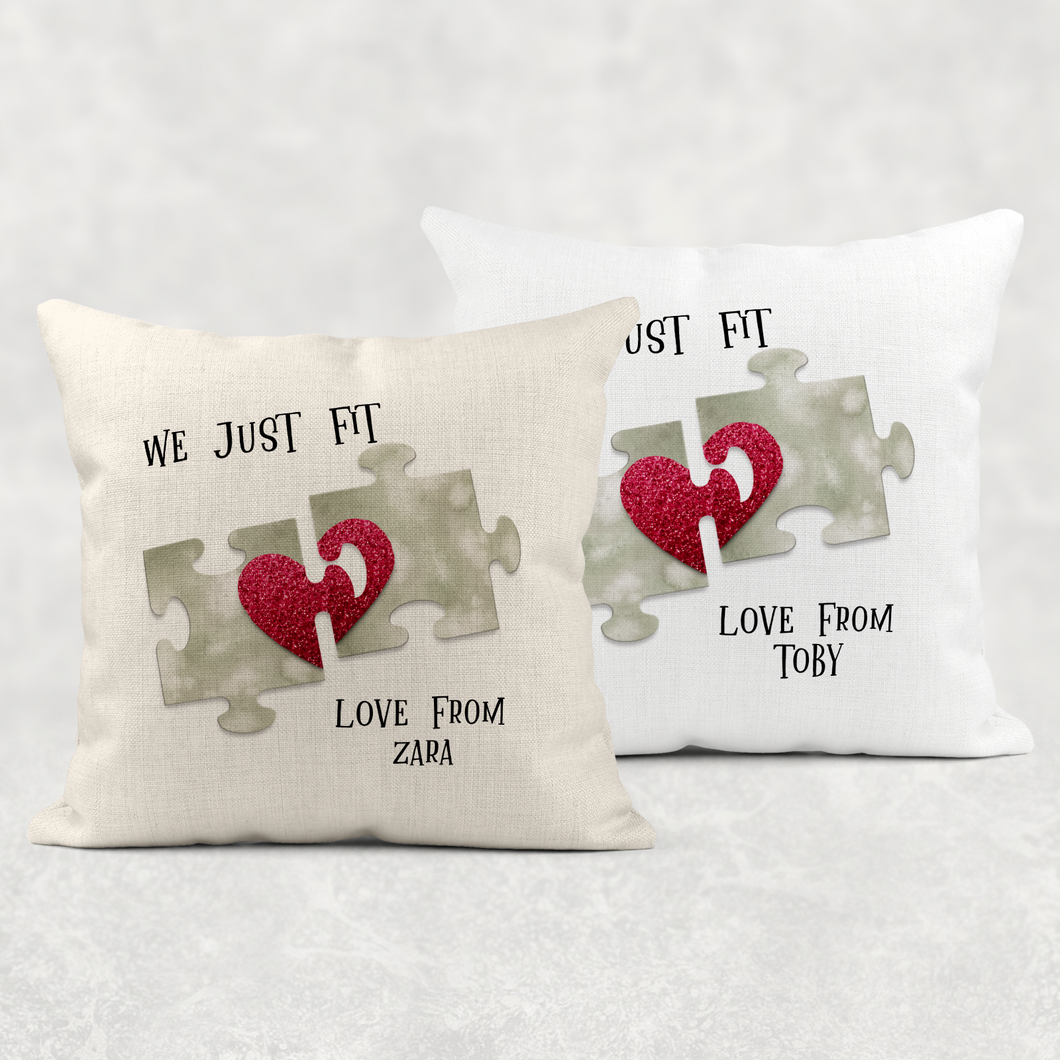 We Just Fit Personalised Valentine's Day Cushion