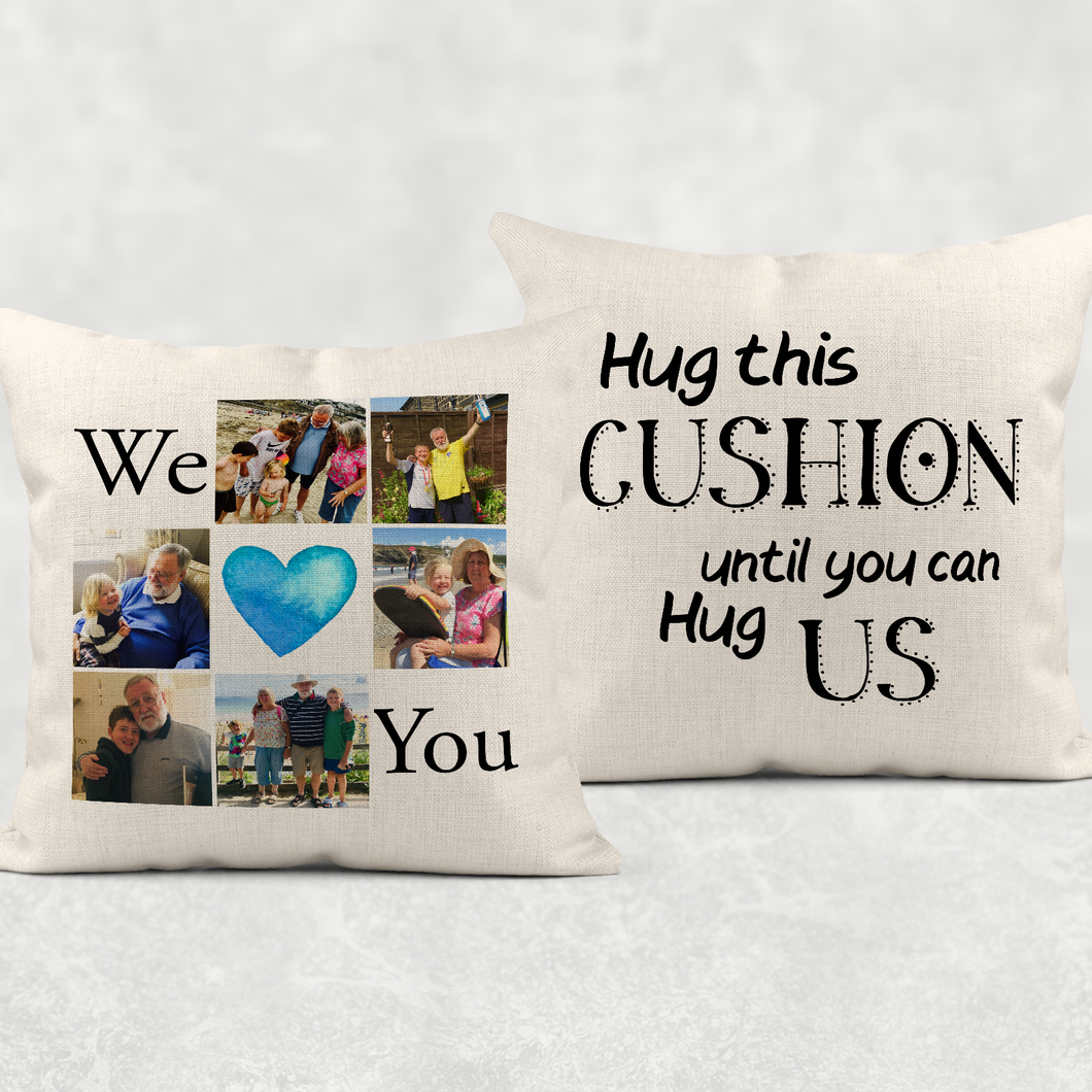 We/I Love You Hug Isolation Comfort Cushion Linen White Canvas