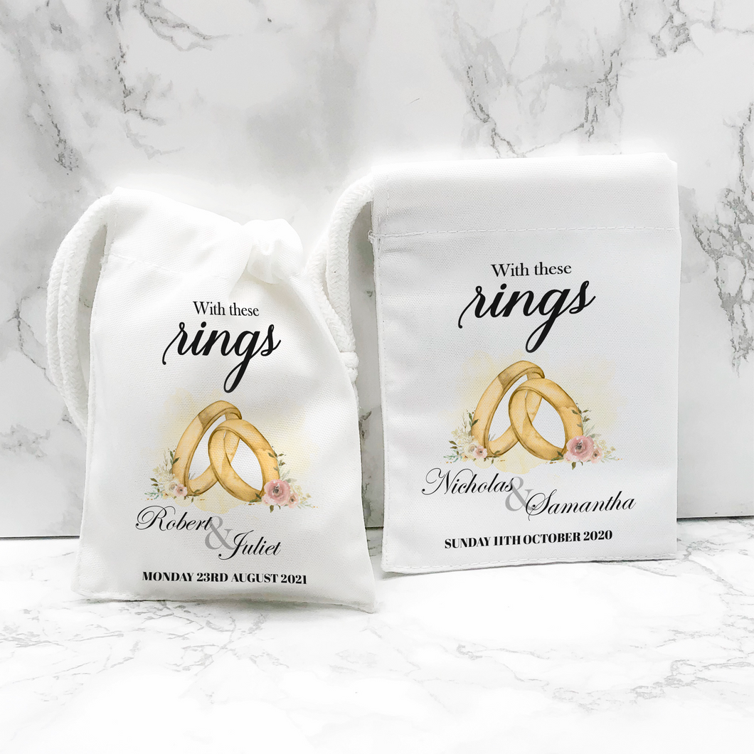 Wedding Ring With These Rings Small Drawstring Bag
