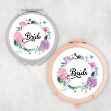 Load image into Gallery viewer, Mother of the Bride Floral Wreath Wedding Compact Mirror
