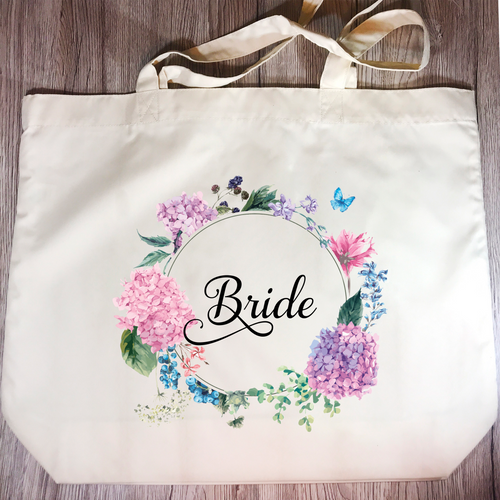 Bride Floral Wreath Wedding Tote Bag - Tote Bag - Molly Dolly Crafts
