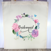 Load image into Gallery viewer, Bridesmaid Floral Wreath Wedding Tote Bag - Tote Bag - Molly Dolly Crafts
