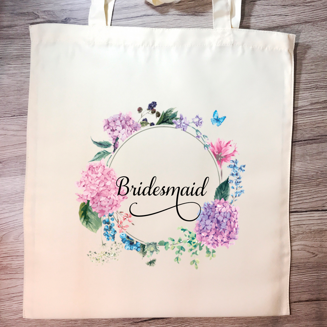 Bridesmaid Floral Wreath Wedding Tote Bag - Tote Bag - Molly Dolly Crafts